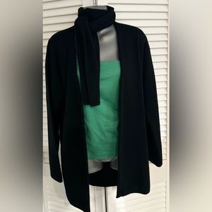 Chiara Marconi size small Merino wool black attached scarf, sweater, coat